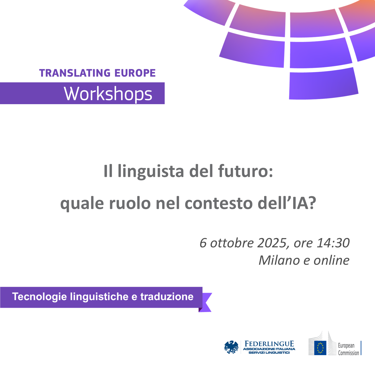 #TranslatingEurope workshop “Il linguista del futuro: quale ruolo nel contesto dell’IA?”